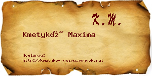 Kmetykó Maxima névjegykártya